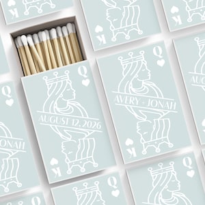 Personalized Wedding Matches - Wedding Favors - King and Queen of Hearts - Custom Matchbox - COLOR CHART - Set of 50 - Bridal Shower Favor