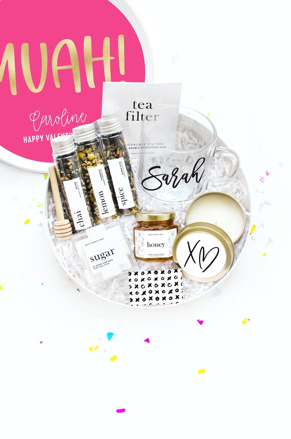 Galentine's Gift Set - Tea Honey Gift Box - Corporate Valentine Gift Ideas - Galentine Gift - Personalized Valentine's Day Gift