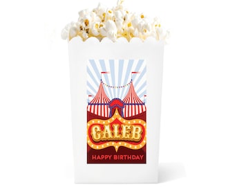 Circus Carnival Popcorn Favor Boxes - Children's Birthday Party Favor Box - Gift Bag Favor - Stripes - Personalized Popcorn Box - Kids Party