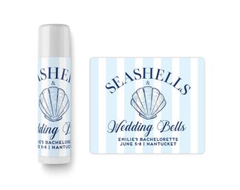Seashells and Wedding Bells - Beach Bachelorette Party Favors -  Bachelorette Party Favors- Coastal - Custom Lip Balms - SET OF 10