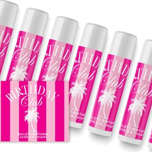 Birthday Club Lip Balm - Beach Birthday Favors - Birthday Club - Custom Lip Balms SET - Champagne Coupe - Palm image 10