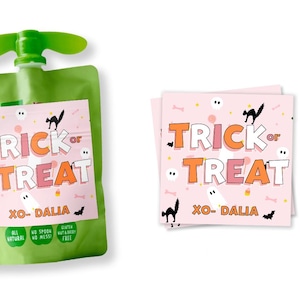 Kids Halloween Trick or Treat Labels - Kids Name Halloween Stickers - Halloween Snack Labels - Kids Halloween Party Favor - Kids Favor Label
