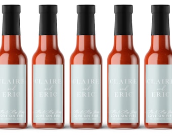 BULK Wedding Favor - Full Size Bottle - Love On Fire - Custom Wedding Favors - Best Day Ever - Hot Sauce Favor - Couples Shower Favors