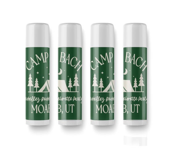 Camp Bach Lip Balms - Custom Bachelorette Favors - Bachelorette Favors - Custom Lip Balms - SET - Personalized Bachelorette Gifts