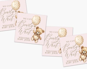 Personalized Bear Baby Shower Favor Stickers - SET of Baby Shower Stickers - Baby Shower Favor Idea - Personalized Baby Shower Gift Stickers