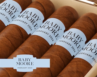 BULK Custom Cigar Label  - Custom Baby Shower Cigar Label - Baby Shower Favors - Dadchelor Party Cigar Bar  - Man Shower - Diaper Party Idea