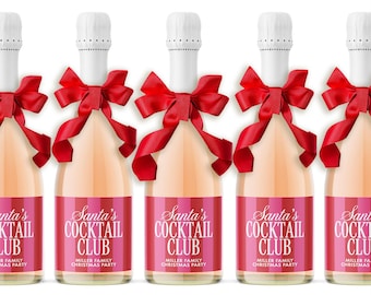 Santa's Cocktail Club - Holiday Social Club - Wine Liquor Labels - Quick Ship Christmas Labels - Festive Holiday Stickers