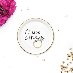 Custom Ring Dish - Ring Dish Engagement - Trinket Tray - Bridesmaid Gift - Ring Dish Personalized - Gift for Bride - Gold Ring Dishes