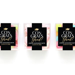 LABELS ONLY - Graduation Party Favor Custom Labels - Graudation Stickers - Clear Cube Favor Labels - Graduation Party Favor - Favor Labels