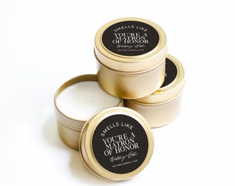 Bridesmaid Proposal Gift -Smells Like You're a Bridesmaid - Soy Wax Gold Candle - Bulk  - Bridal Party Gift - Matron of Honor - Wedding Cake