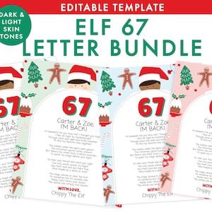 Elf 6 7 Welcome Back Letter - Canva Download - Personalized 67 Elf letter - Six Seven Trending Meme 67 Christmas Elf Letter