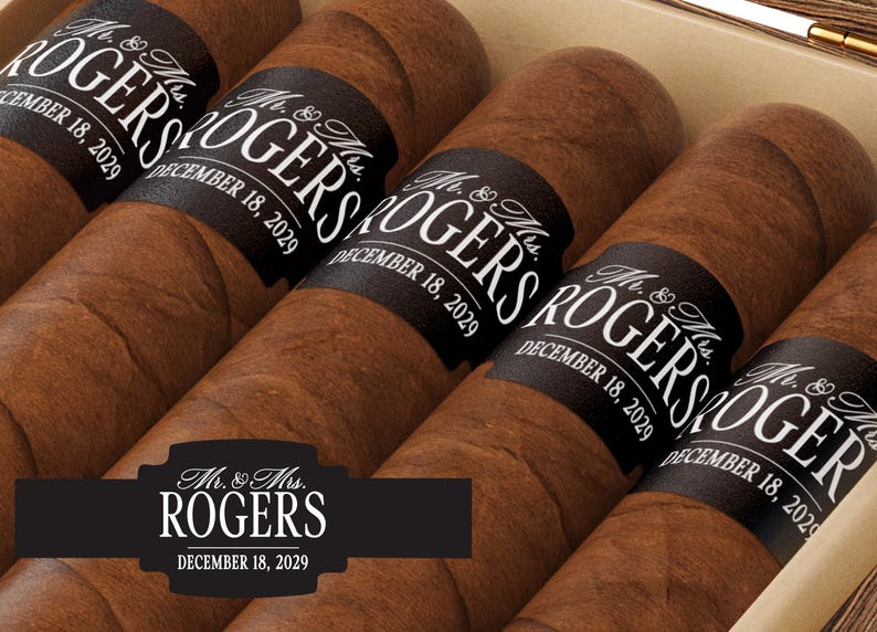 Club Aesthetic BULK Cigar Labels – Country Club – Custom Bridal Shower Favors – Elegant Cigar Labels - Wedding Cigar Labels image 8