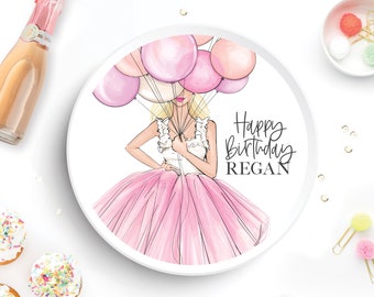 Gift Box For Birthday - Happy Birthday Gift Box - Birthday Box for Her - Birthday Balloons Box - Illustration Artwork Gift - White Confetti