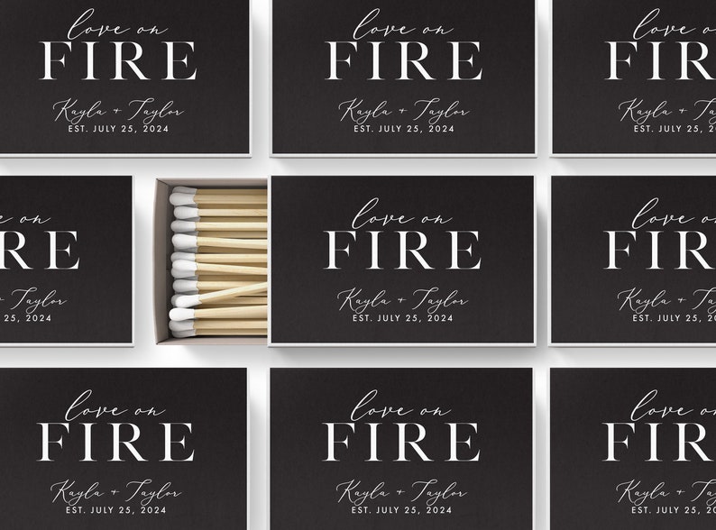 BULK Wedding Matches SET OF 50 Custom Matches Love On Fire Wedding Favors Shower Favors Custom Party Favors Wedding Favor Ideas image 9