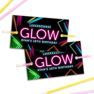 Neon Glow Party Favors for Kids SET OF 6 - Glow Stick Birthday Party Favor Idea - Glow NEON Party Favors - Let&#39;s Glow - Glow Birthday