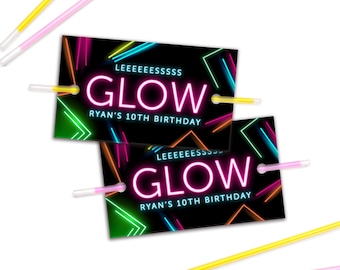 Neon Glow Party Favors for Kids SET - Glow Stick Birthday Party Favor Idea - Glow NEON Party Favors - Let's Glow - Glow Birthday