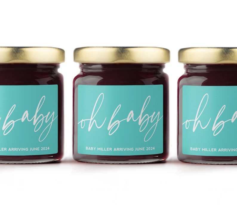 Oh Baby Jam Jar Baby Shower Favors Blueberry Jam Shower Etsy