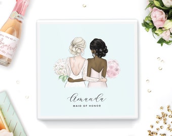 Bridesmaid Box Personalized Bridesmaid Gift Box Wedding Keepsake Box Custom Bridesmaid Gift Box Square Box Illustration