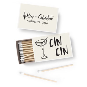 LABELS ONLY - Custom Matchbook Labels - Cin Cin Match labels - Matchbook Labels - White Matchbooks Labels - Custom Wedding Labels-Classic