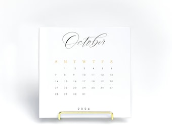 2026 Classic Desk Calendar - Elegant Desk Calendar - Desk Calendar Set - Calendar + Gold Stand - 2026 Desk Calendar - Minimalist Calendar