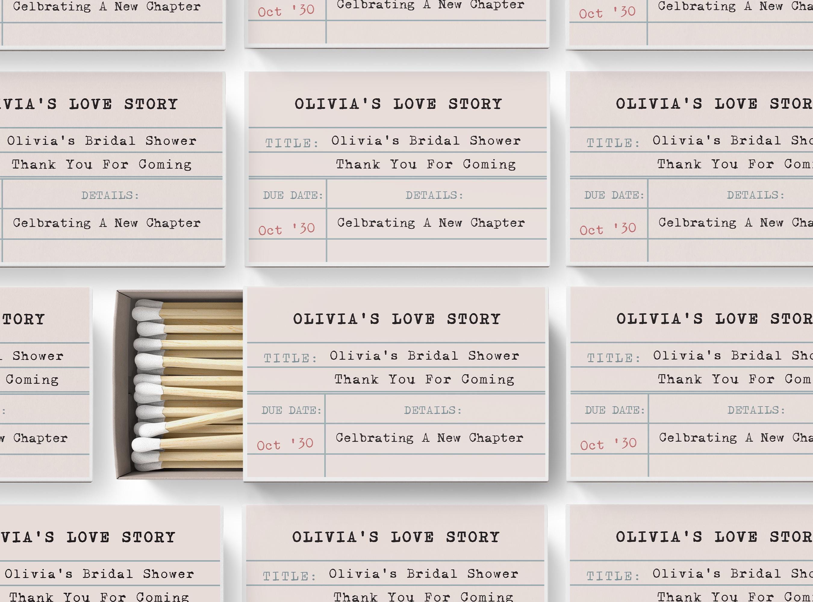Library Card Wedding Shower Matches