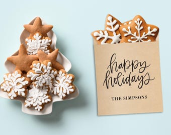 Holiday Treat Bags - Personalized Christmas Cookie Bags - Christmas Party Favor Bag - Holiday Baking Bags - Paper Bag - Holiday Cookie Bag