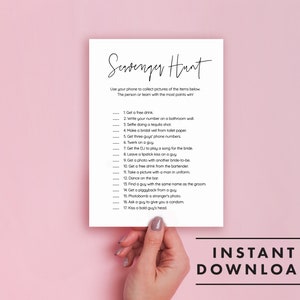Bachelorette Party Scavenger Hunt - INSTANT DOWNLOAD - Minimalist Bachelorette Party Game - Bachelorette Game Printable - Bachelorette Games