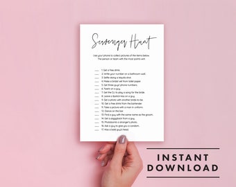 Bachelorette Party Scavenger Hunt - INSTANT DOWNLOAD - Minimalist Bachelorette Party Game - Bachelorette Game Printable - Bachelorette Games