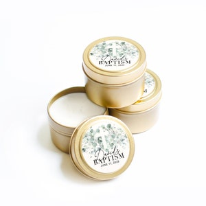 Confirmation Candle Favors - First Communion Favors for Guests - Christian Candle - BULK Candle Favors - Baptism Keepsake Gold Candle Tin bild 7