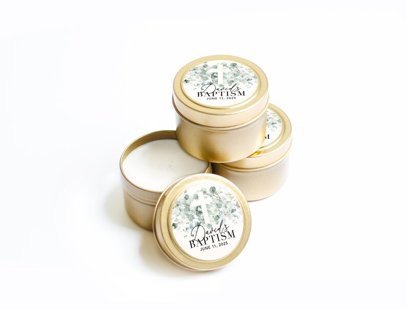 Confirmation Candle Favors - First Communion Favors for Guests - Christian Candle - BULK Candle Favors - Baptism Keepsake Gold Candle Tin bild 7