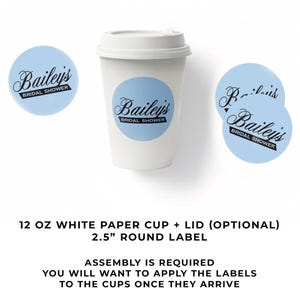 Classic Coffee Theme Baby Shower - Cafe Bebe Coffee Cup Favor - Baby is Brewing Shower Favor - Coffee Cup - 2.5" Coffee Shower Label immagine 3