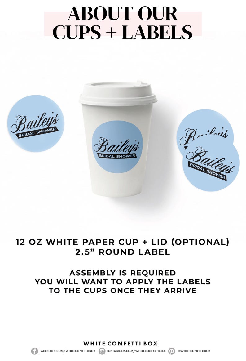 Classic Coffee Theme Baby Shower - Cafe Bebe Coffee Cup Favor - Baby is Brewing Shower Favor - Coffee Cup - 2.5" Coffee Shower Label immagine 3