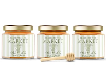 LABELS ONLY Honey Jars - Fresh Off The Market Honey Jar Labels - Custom Labels for Honey Jars - Bridal Shower Favors - Jars Not Included