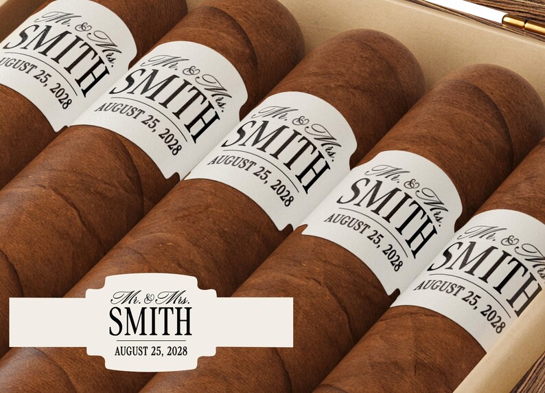 Club Aesthetic BULK Cigar Labels – Country Club – Custom Bridal Shower Favors – Elegant Cigar Labels - Wedding Cigar Labels image 16