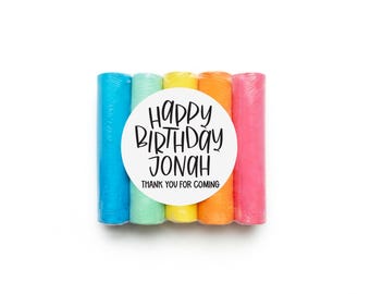 Custom Kids Party Favor SET + 3" Labels - Sidewalk Chalk Party Favor - Birthday Favor Bags - Toddler Birthday Party Favor - Boy or Girl