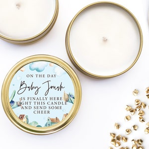 Prayer Candle Favors - New Baby Prayer Candle - Shower Gift for Guests - Custom Baby Shower Favor - BULK Candle Favor - Gold Candle Tins