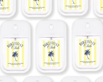 Birthday Club Bachelorette Hand Sanitizer - Card Style Hand Sanitizer Favors - Beach Birthday - Girls Birthday Trip