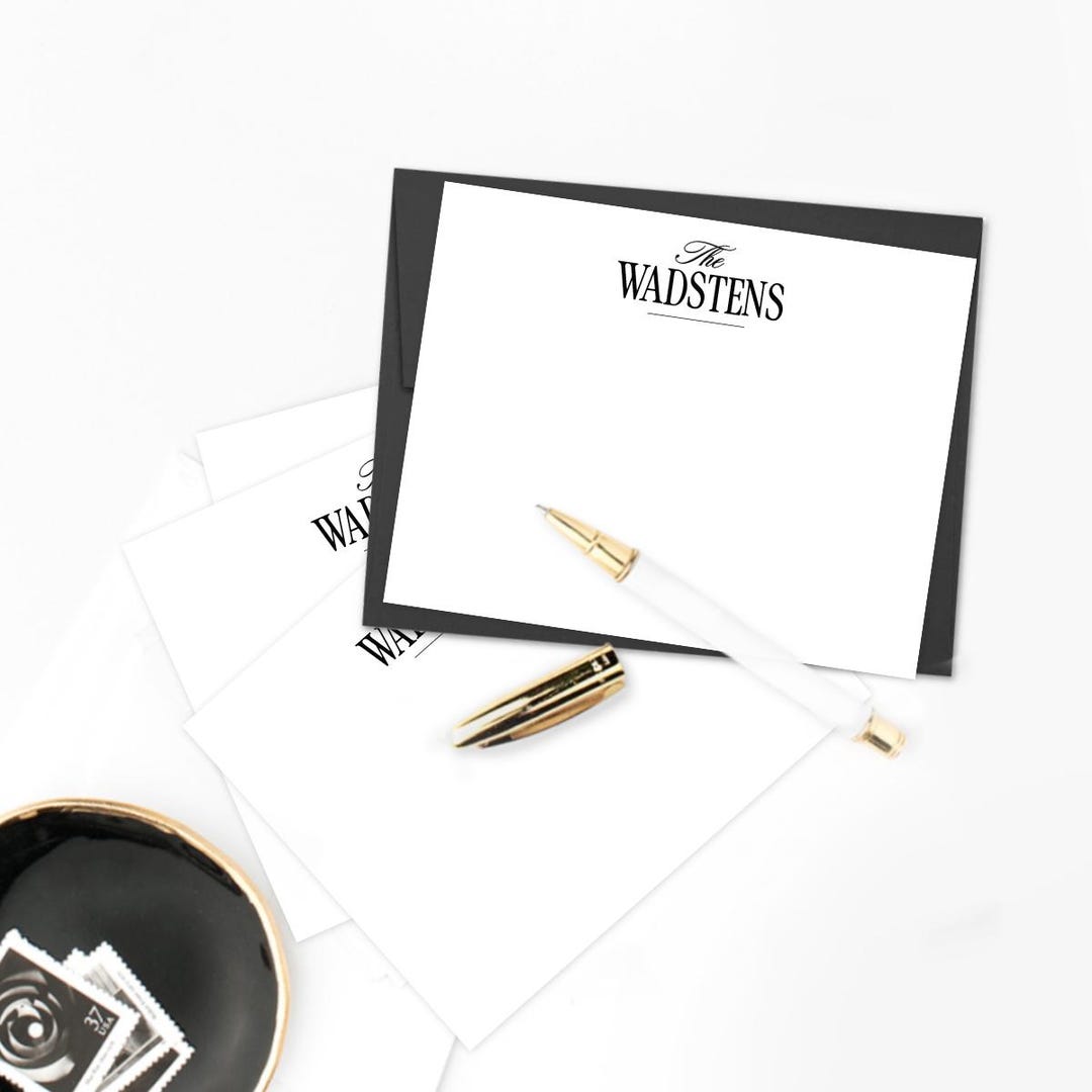 Personalized Stationery Set- Elegant Flat Notecards With Envelopes ...