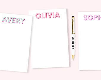 Custom Notepad - First Name Personalized - Custom Stationary - To Do List - Colorful Notepad - Graduation - Teacher Gift - Paper Goods