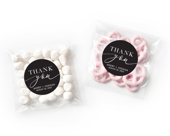 Thank You Wedding Favor Stickers - Affordable Wedding Favors Bags  - Wedding Candy Favor - Personalized Favor Bags - Wedding Favor SET