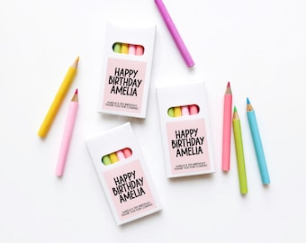 Personalized Birthday Favors - Colored Pencil Packs - Kids Party Favors - Custom Mini Coloring Pencil Set - Art Party - Color Chart