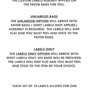 The image is a text-based comparison between labeled and unlabeled favors, providing information about the differences between the two options.