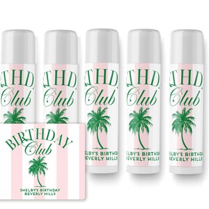 Birthday Club Lip Balm - Beach Birthday Favors - Birthday Club - Custom Lip Balms SET - Champagne Coupe - Palm image 11