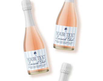Etiquetas adhesivas para champán de club social - Etiquetas para botellas de vino de despedida de soltera - Recuerdos personalizados - Etiquetas de vino personalizadas - Copa - Palma