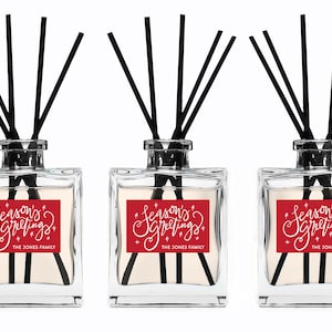 Holiday Scented Reed Diffuser - Custom Corporate Gift - Christmas Gift - Seasons Greetings - Home Scent - Stocking Stuffer - BULK