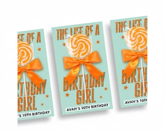 The Life of a Birthday Girl Lollipops + Cards - Girl Trendy Birthday - Life of A Party - Girls Party Favor - The Life of a Birthday Favor