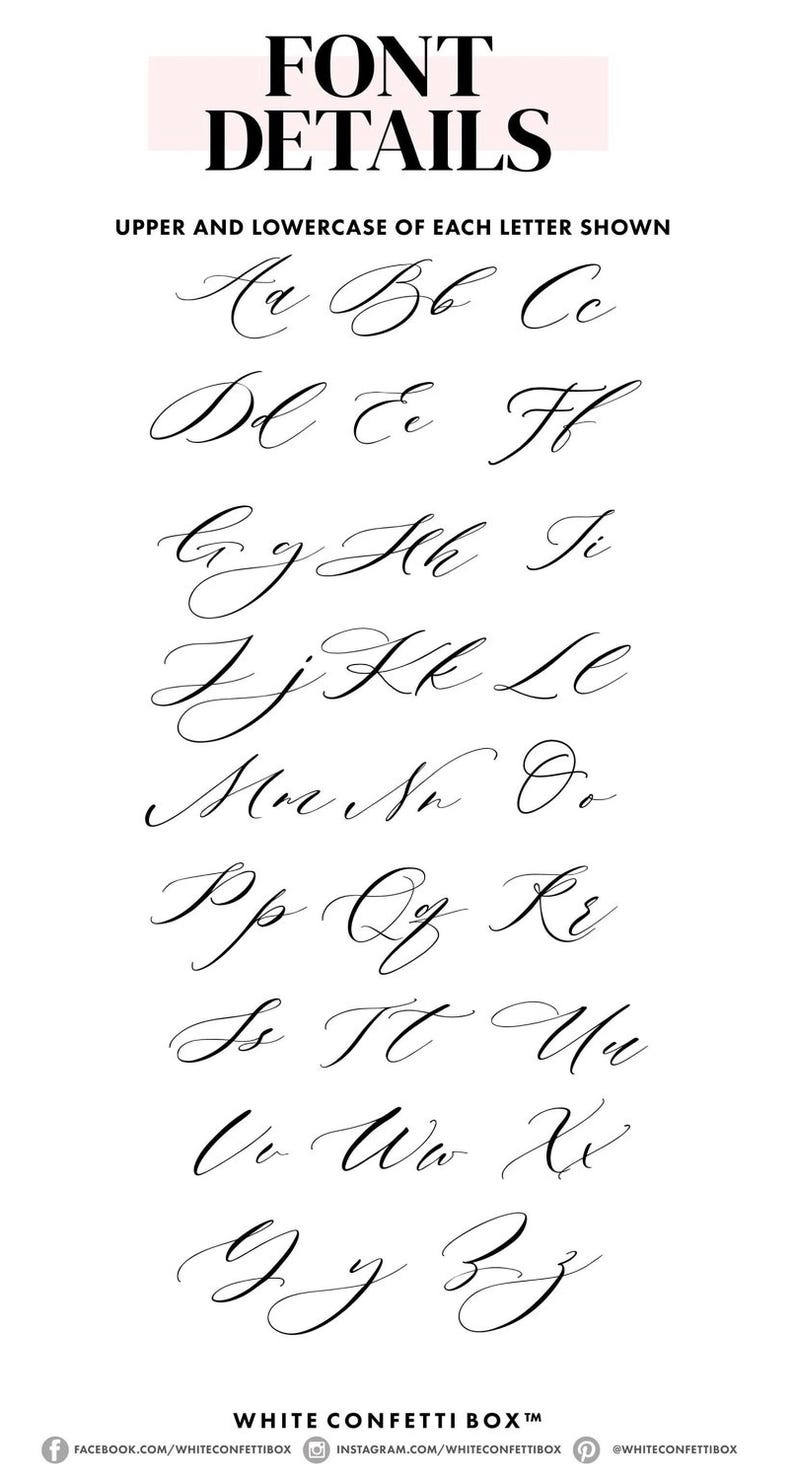 a collection of various handwritten font styles and lettering, including cursive and block fonts, as well as different types of script. The details of each letter shown are described in the image, providing a comprehensive overview of the font styles and their characteristics.