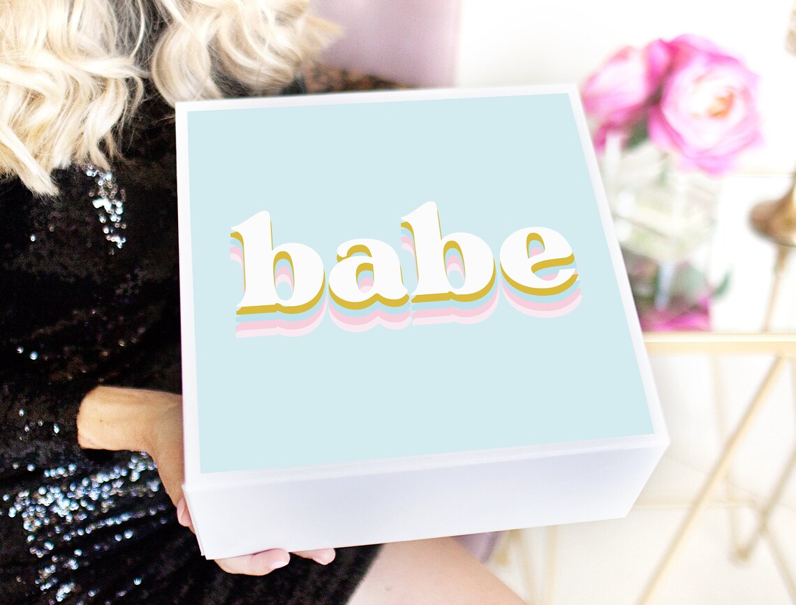 Babe Gift Custom Gift Box White Confetti Box Round White Etsy