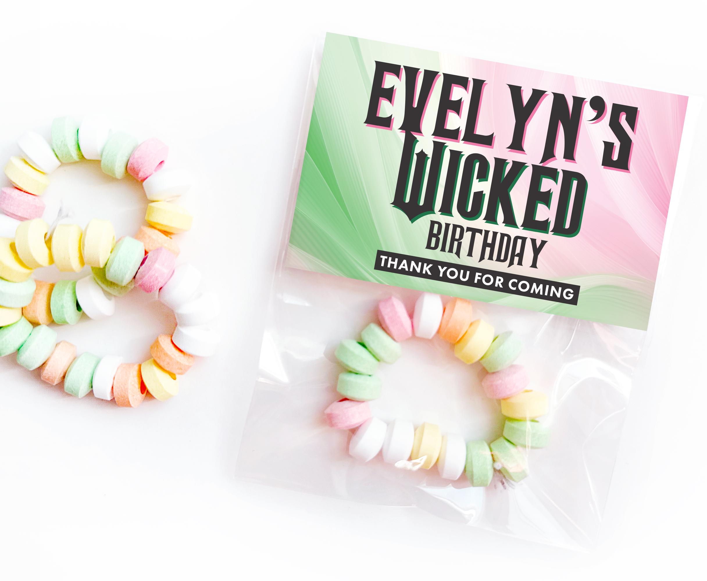 Green Witch Party Favors - Personalized Pink & Green Witch Birthday Label - Enchanted Birthday Party Favor - Pink Witch Birthday Party Favor