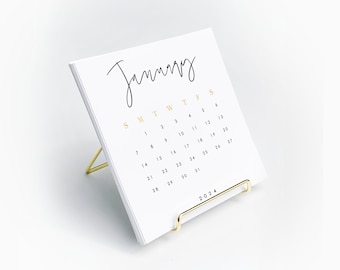 2026 Minimalist Desk Calendar - Desk Calendar Set - Calendar + Gold Stand - Modern Desk Calendar - 2026 Desk Calendar - Calendar with Stand